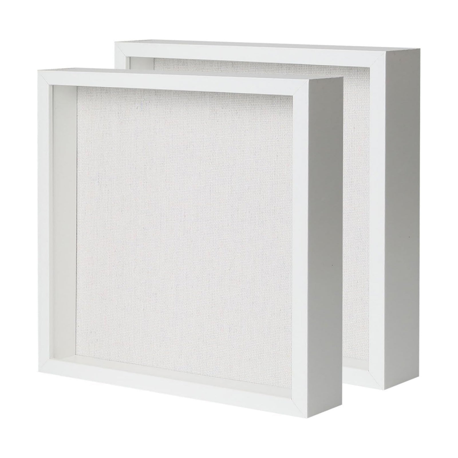 Muzilife 12x12 Shadow Box Wood Picture Frame, HD Glass, 2PCS, White | FSC-Certified MDF | Soft Acid-free Linen Board