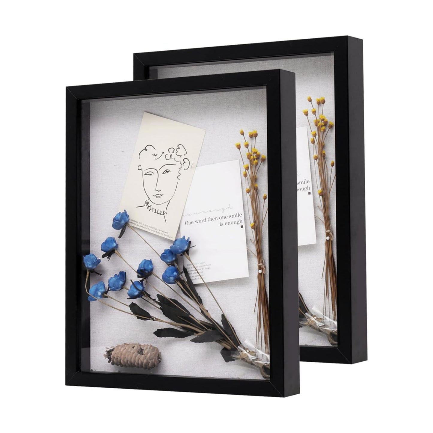 Muzilife 11x14 Shadow Box Wood Picture Frame, HD Glass, 2PCS, Black | FSC-Certified MDF | Soft Acid-free Linen Board