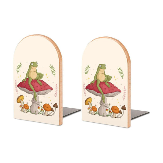 Mushrooms Print Small Non-Slip Book Stoppers Wood