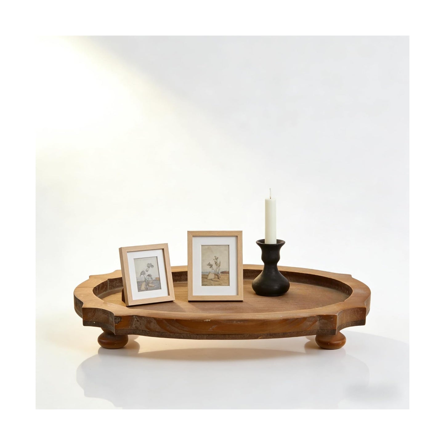 Wood Serving Tray / Round / 12 x 8