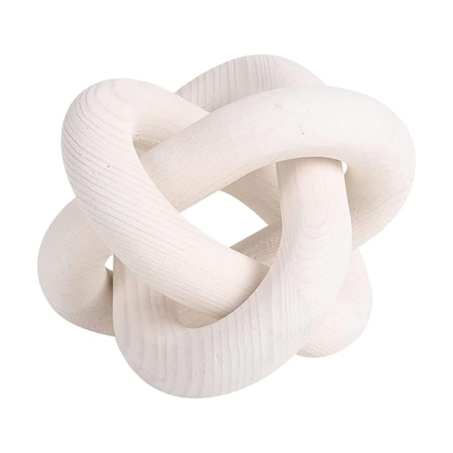 Wood Chain Link Decor 3 Link Wood Knot Decor Carved Decorative Chain Knot / White