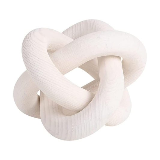 Wood Chain Link Decor 3 Link Wood Knot Decor Carved Decorative Chain Knot / White