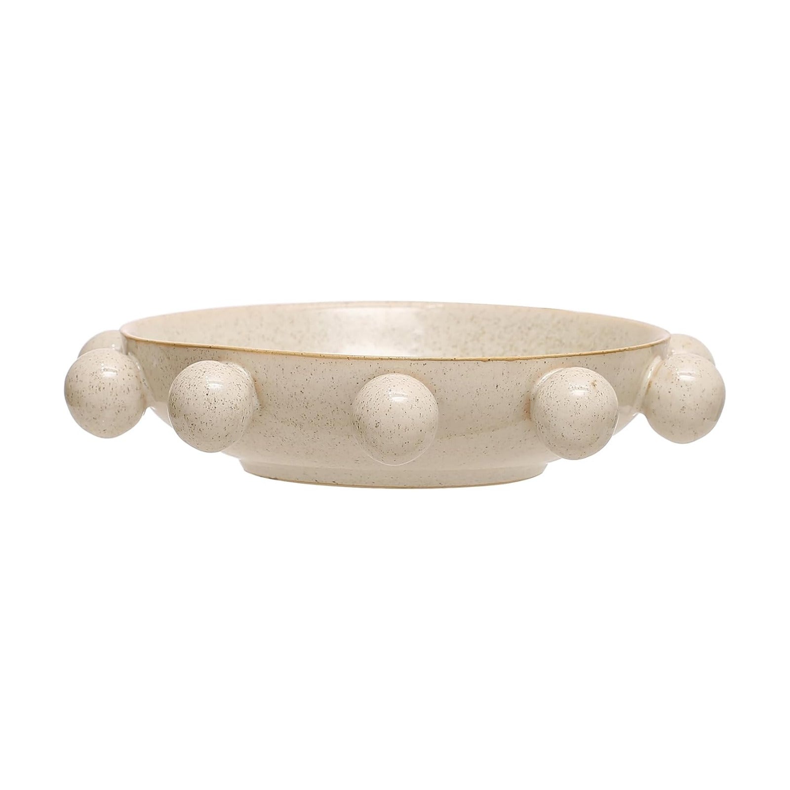 Orbs and Reactive Glaze / Cream / 9.63" L x 9.25" W x 2" H / 9.75 Inch