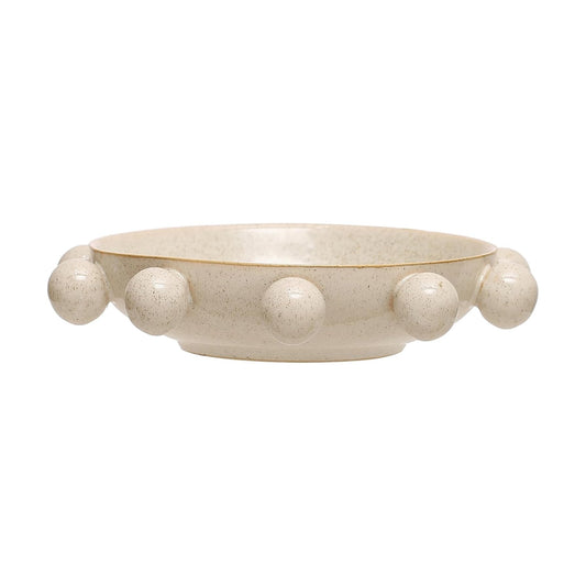 Orbs and Reactive Glaze / Cream / 9.63" L x 9.25" W x 2" H / 9.75 Inch