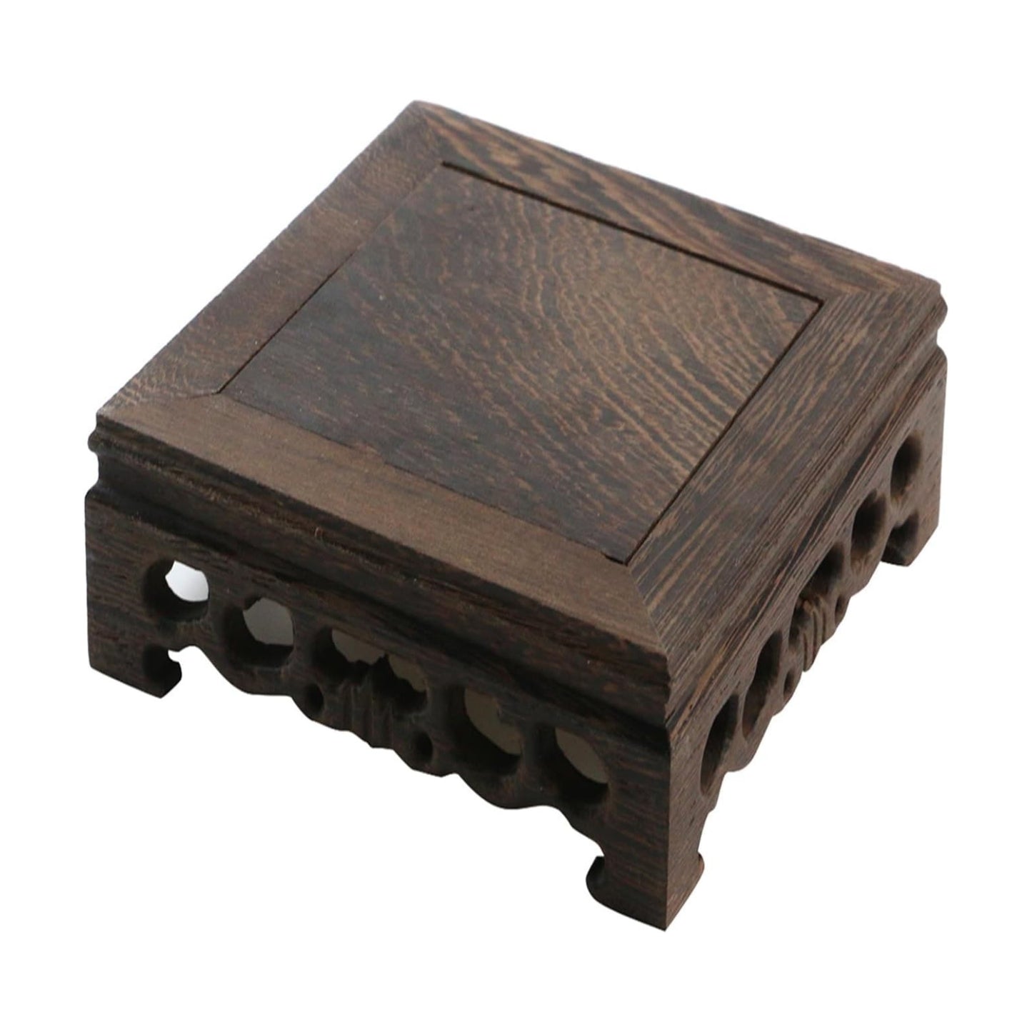 Wooden Display Stand Base " Wood Carved Pedestal Oriental Style Home / Square / 5.43 x 5.43