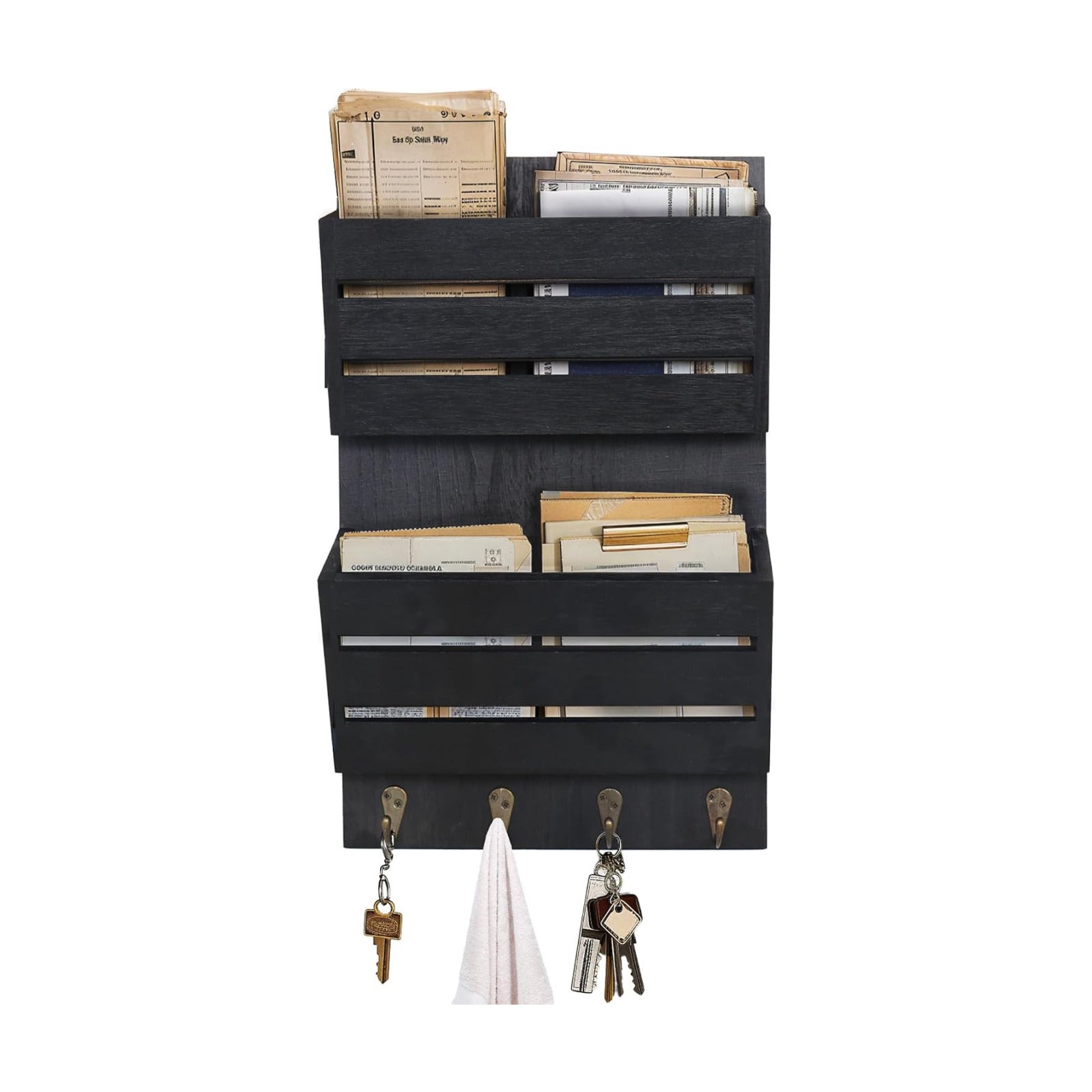Rustic Wooden Hanging Mail Sorter Farmhouse Key Holder