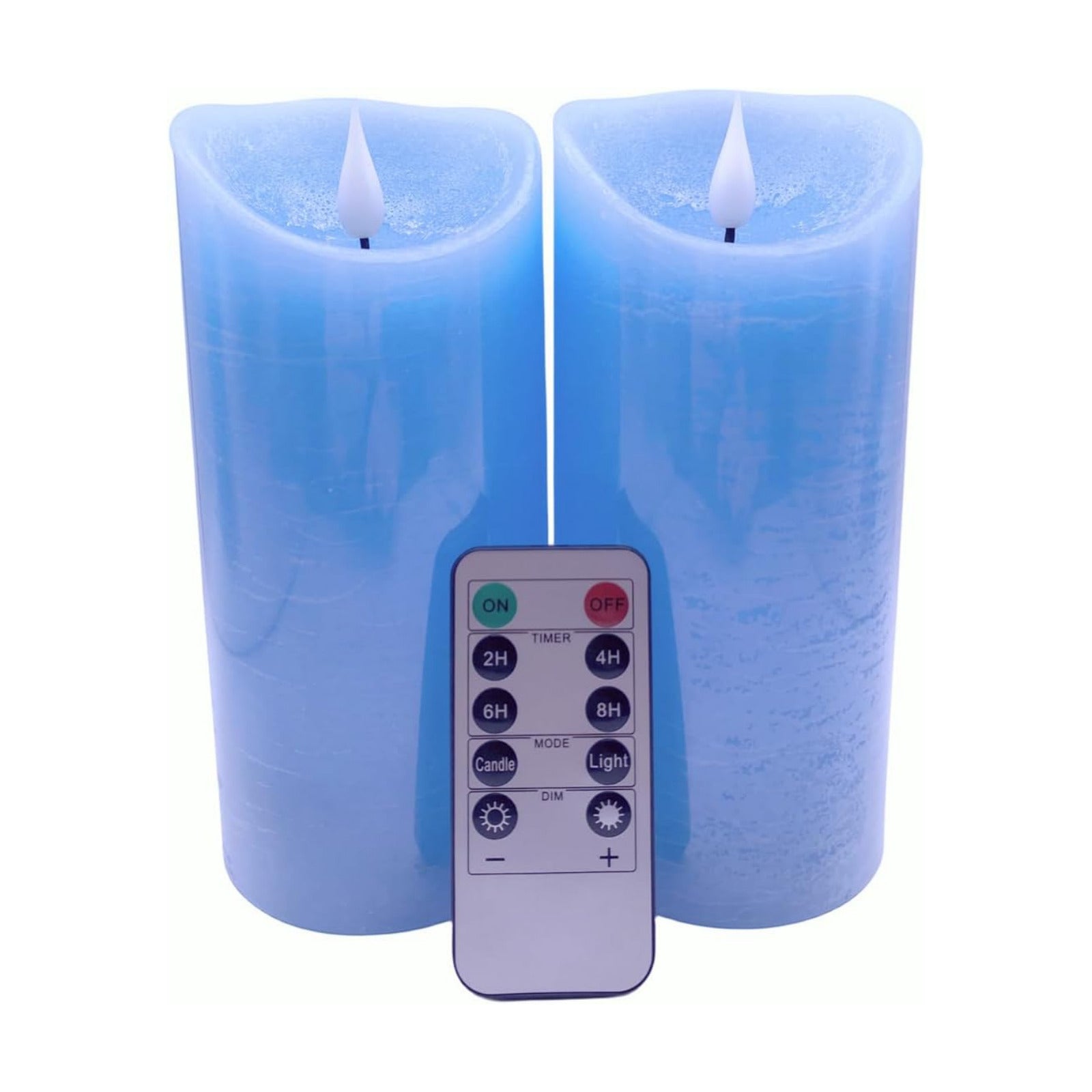 Adoria Large Blue Flameless Candles Set 2- Real Wax Candles with 3D Flame-Ocean Scented-Dia 3.15x 7 Inch for Home