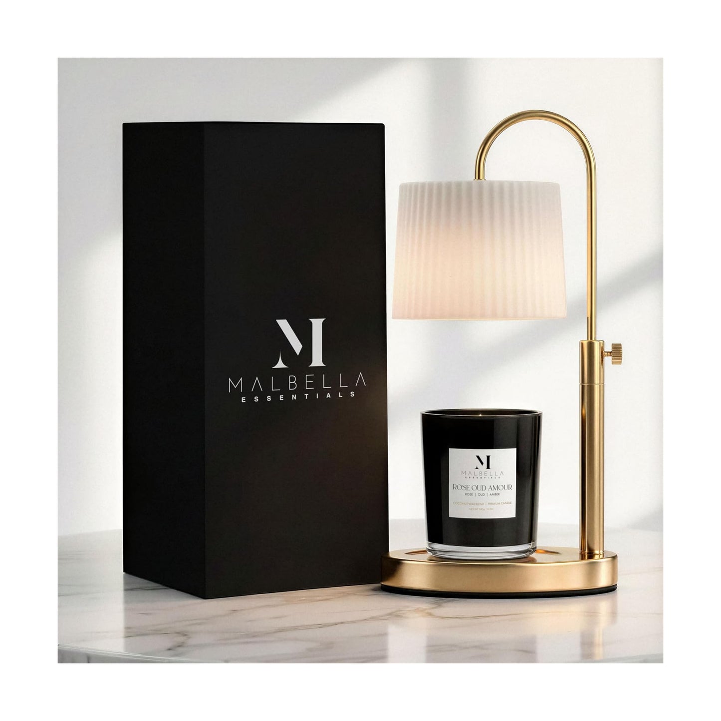Dimmable Glass Candle Warmer Lamp with Timer - Adjustable Height Candle Lamp Warmer with Timer (8H/4H/2H) - Wax Melter