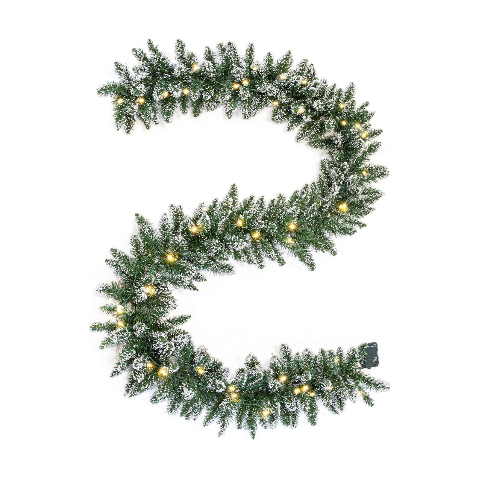 WBHome Pre-lit 9 Feet/106 Inch Christmas Garland with 100 LED Lights Holiday Decorations, Battery Operated (Batteries