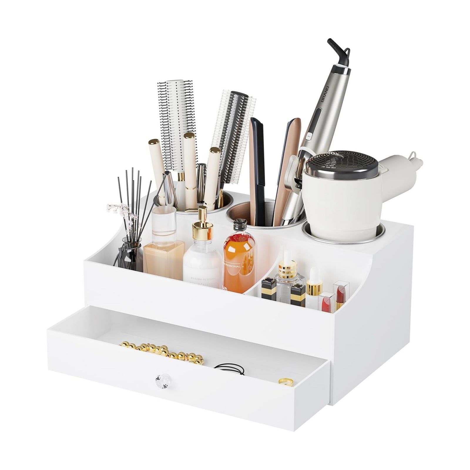 Hair Tool Organizer, Acrylic Hair Blow Dryer Holder Stand for Straightener and Curling Storage, Bathroom Vanity