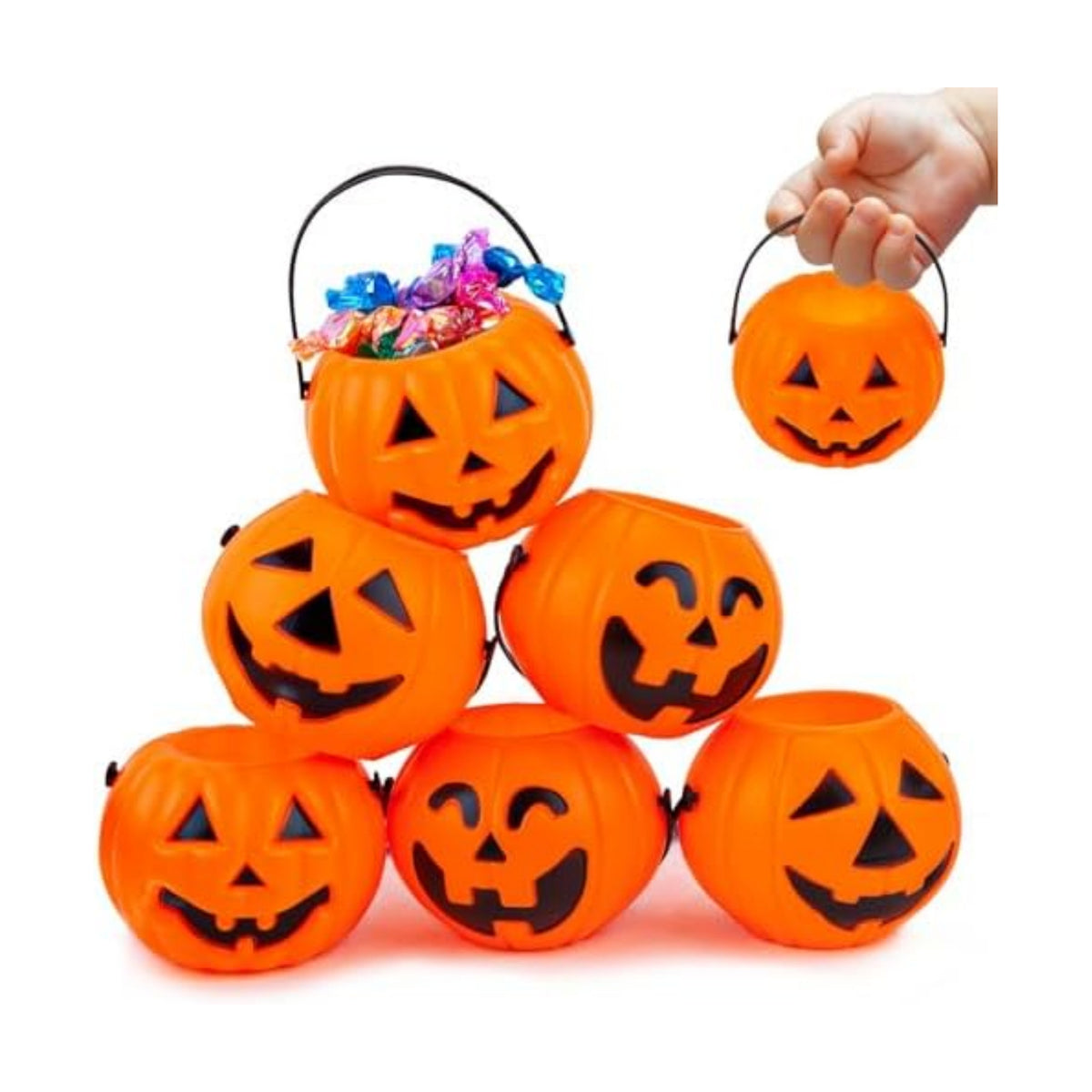 3 Otters 12PCS Mini Halloween Pumpkin Buckets, Small Pumpkin Candy Buckets
