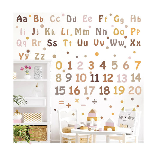 Alphabet Wall Decals Neutral Number Wall Decals Peel and Stick Watercolor Letter Decal ABC / Boho