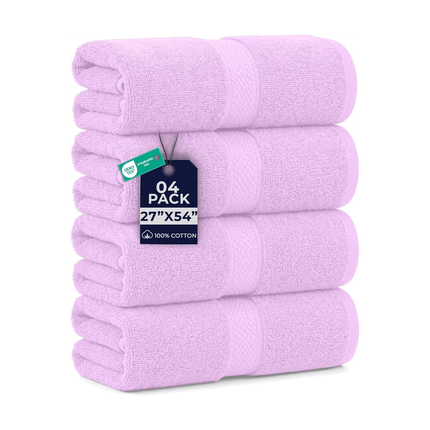 DAN RIVER 600 GSM Cotton Large Bath Towels Set of 4, 27 x 54 Inches | Larger & Lighter Weight Towels for Bathroom