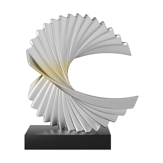 Modern Funky Abstract Statue / Silver / Wave Statue