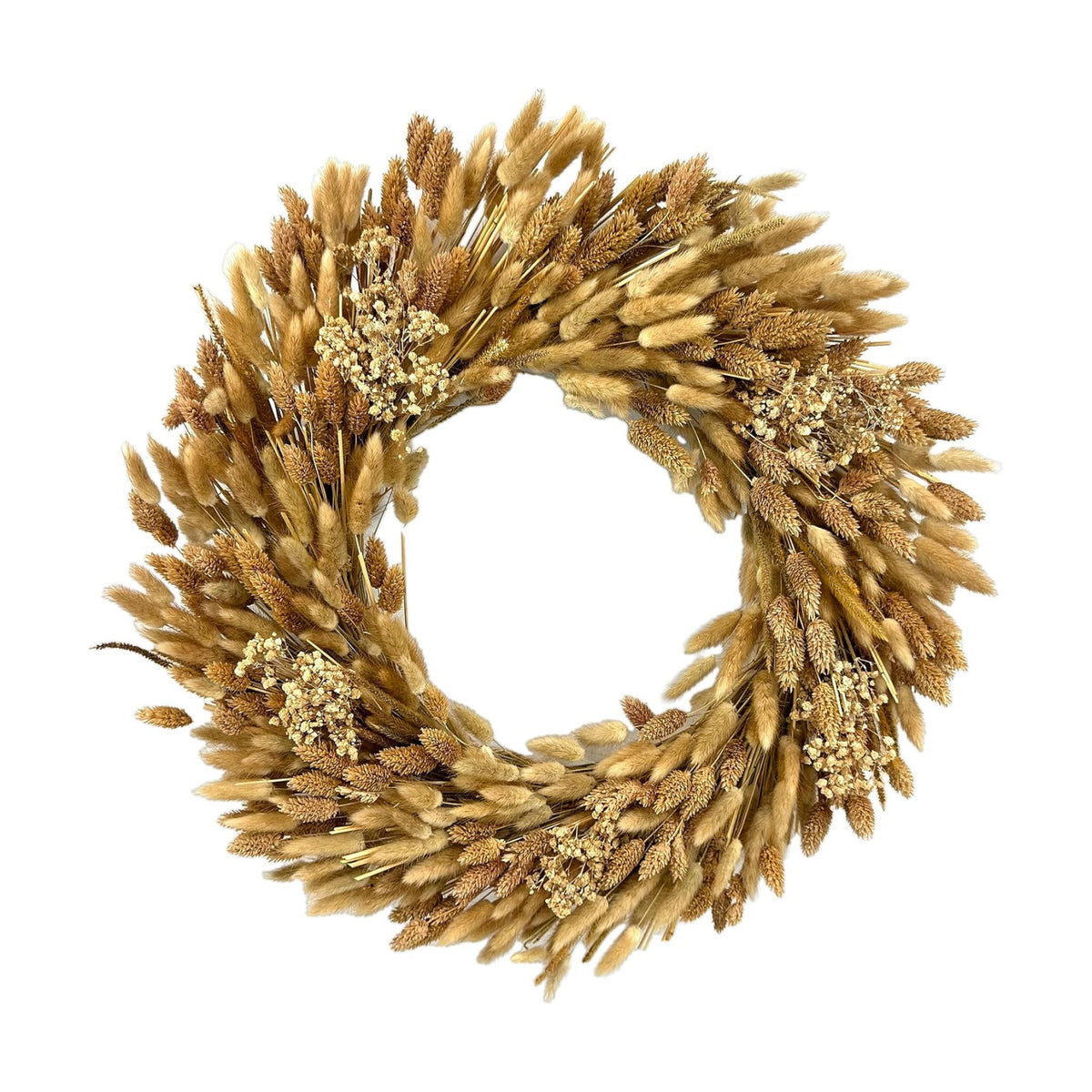 Galt International 21" Preserved Golden Natural Dried Lush Wheat Autumn Fall Wreath - Straw Wreath for Front Door Farmhouse Harvest Thanksgiving Decorations Home Decor Pampas