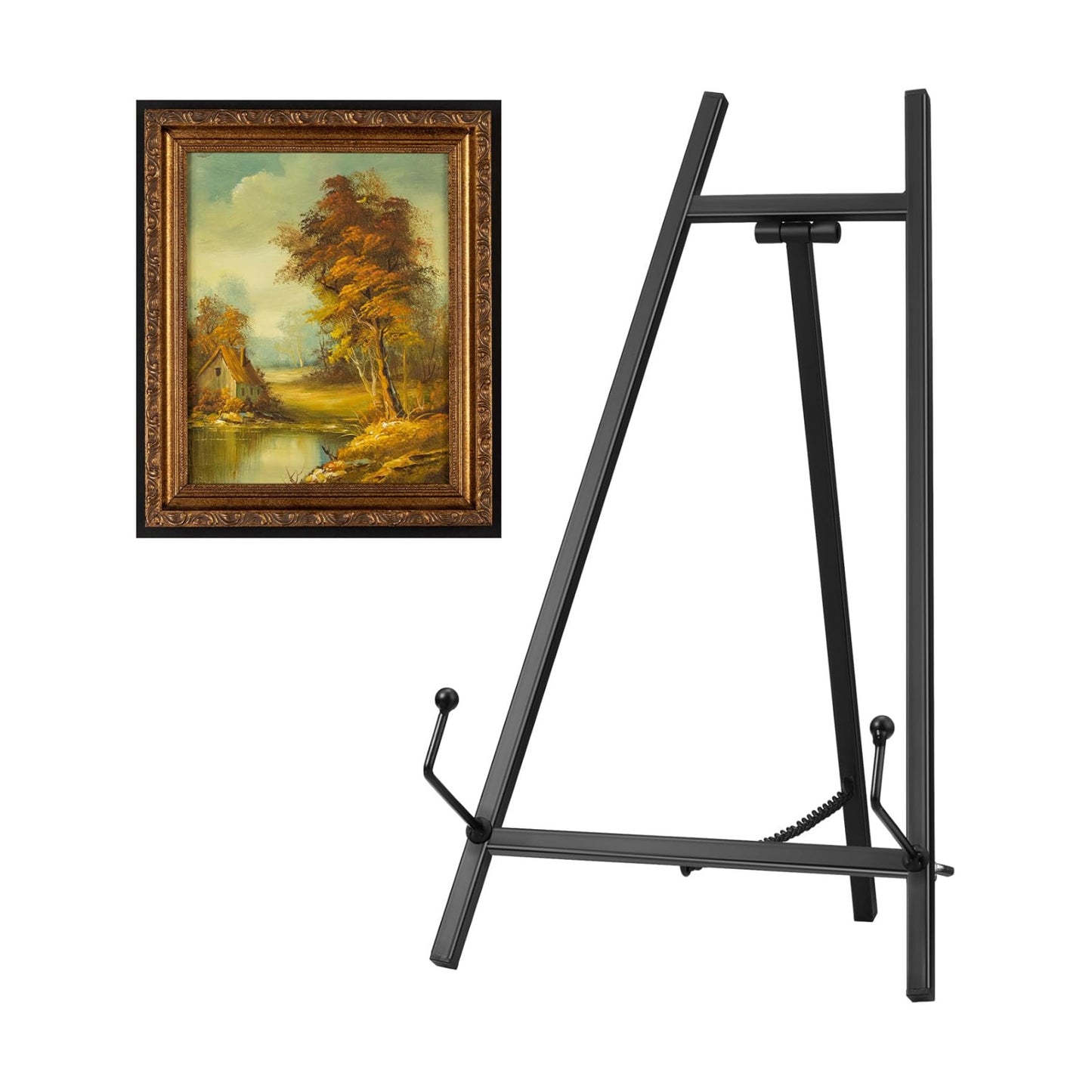 Metal Easel Stand 16.5" H x 8.7" W x 4.3" D Table Top Easel Stand for Display Tripod Art / Black