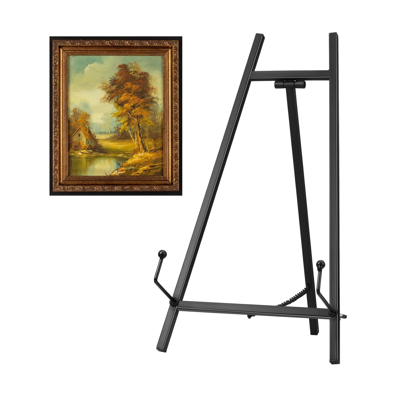 Metal Easel Stand 16.5" H x 8.7" W x 4.3" D Table Top Easel Stand for Display Tripod Art / Black