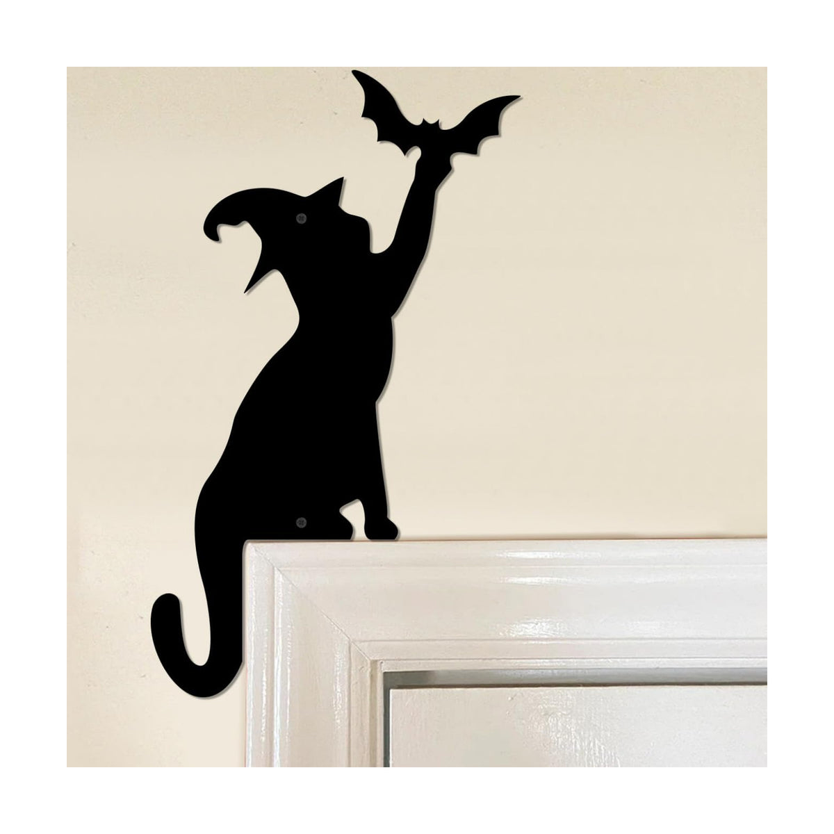 Halloween Door Corner Cat Metal Sign