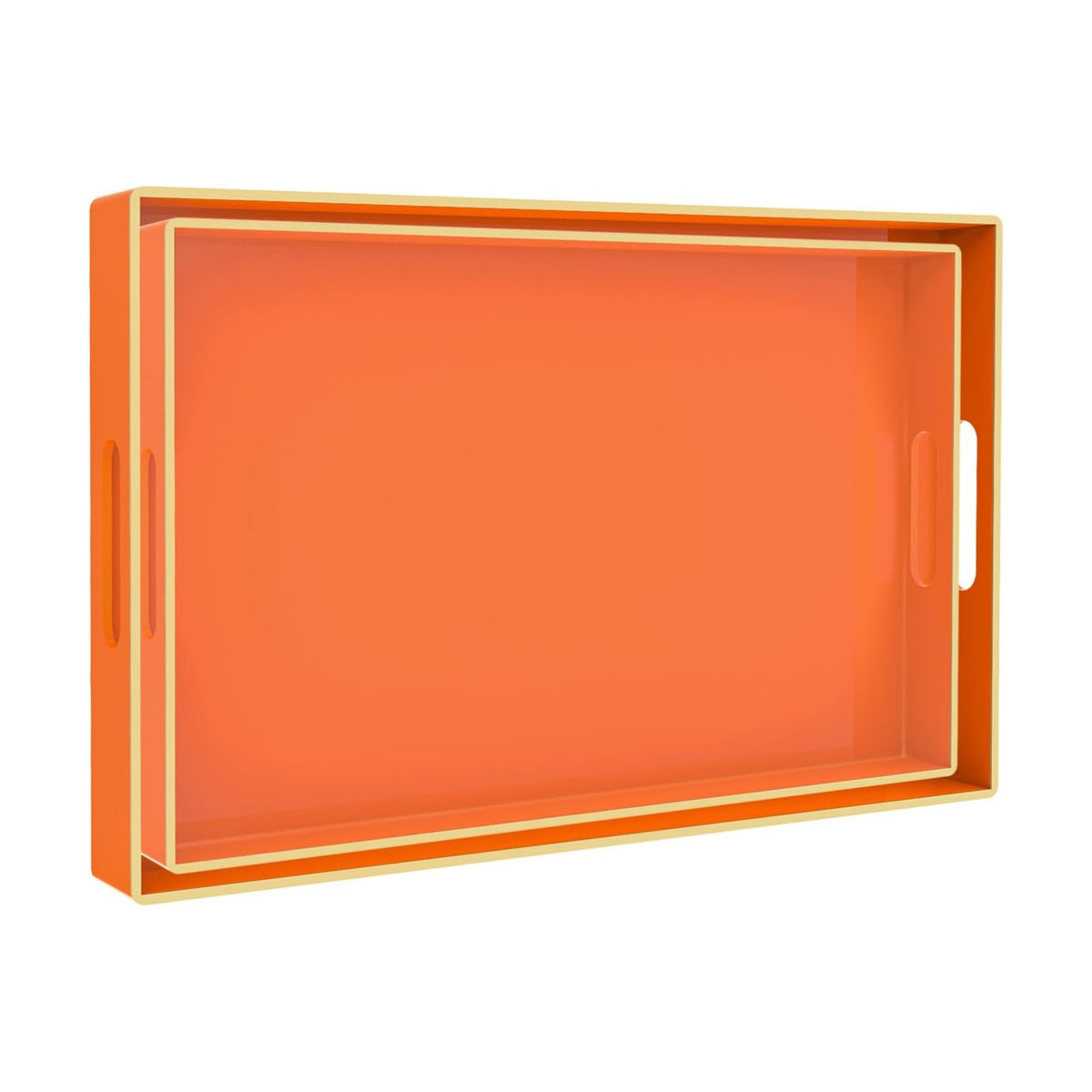 MAONAME Orange Serving Tray with Handles, Plastic Decorative Tray Set of 2