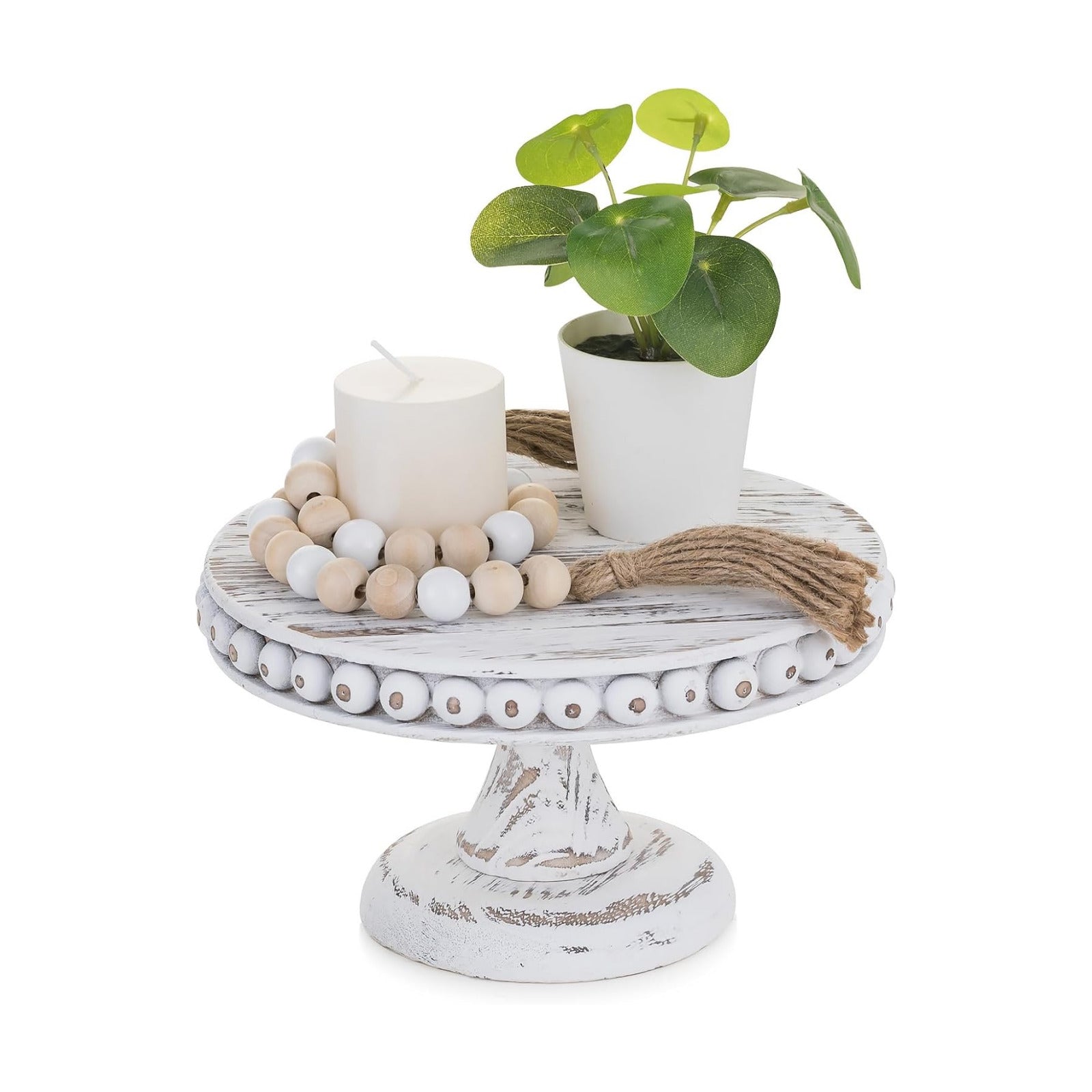 Small Wood Cake Stand / White-7.87 / 8 Inch