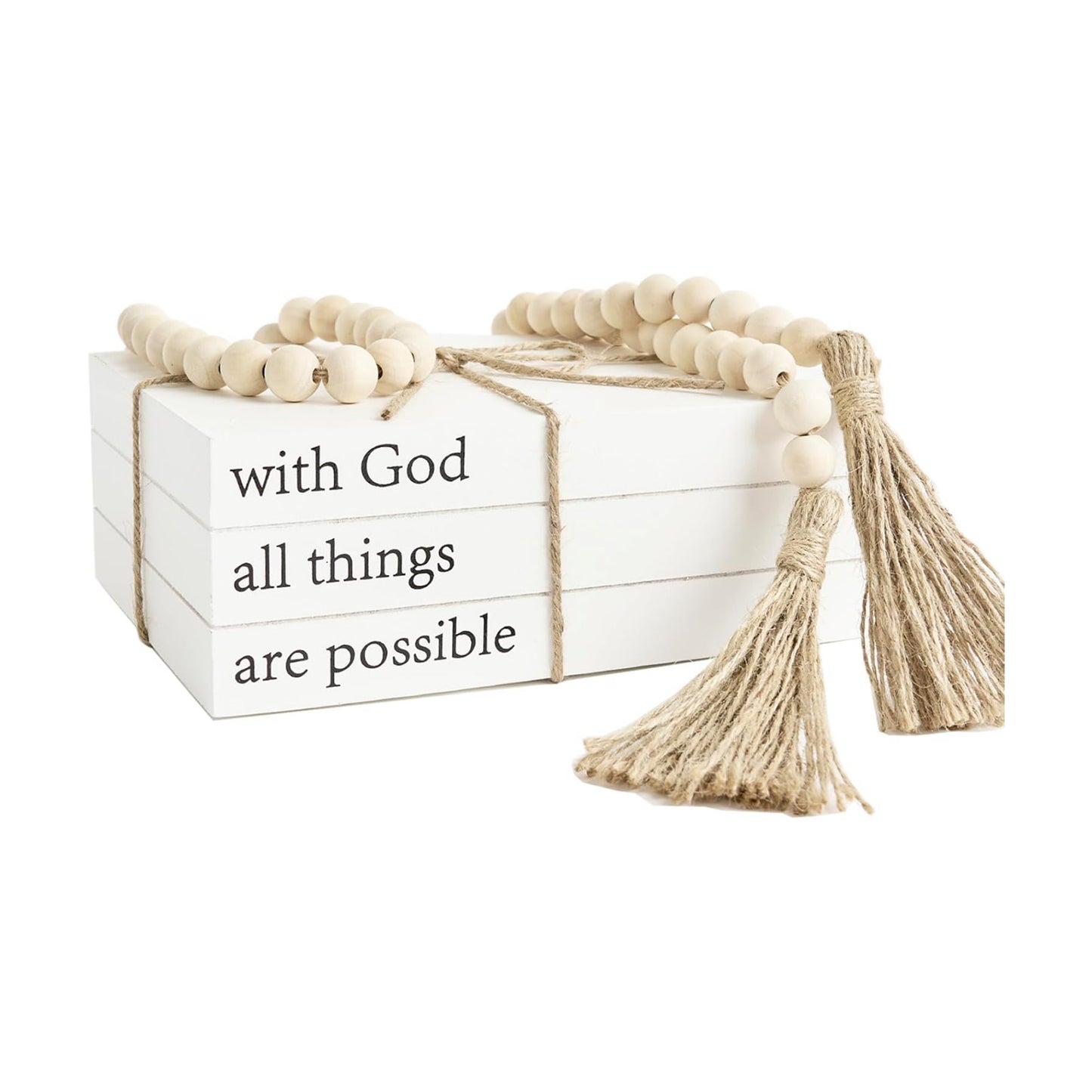 Faux Books for Decoration / with God All Things Are Possible / White