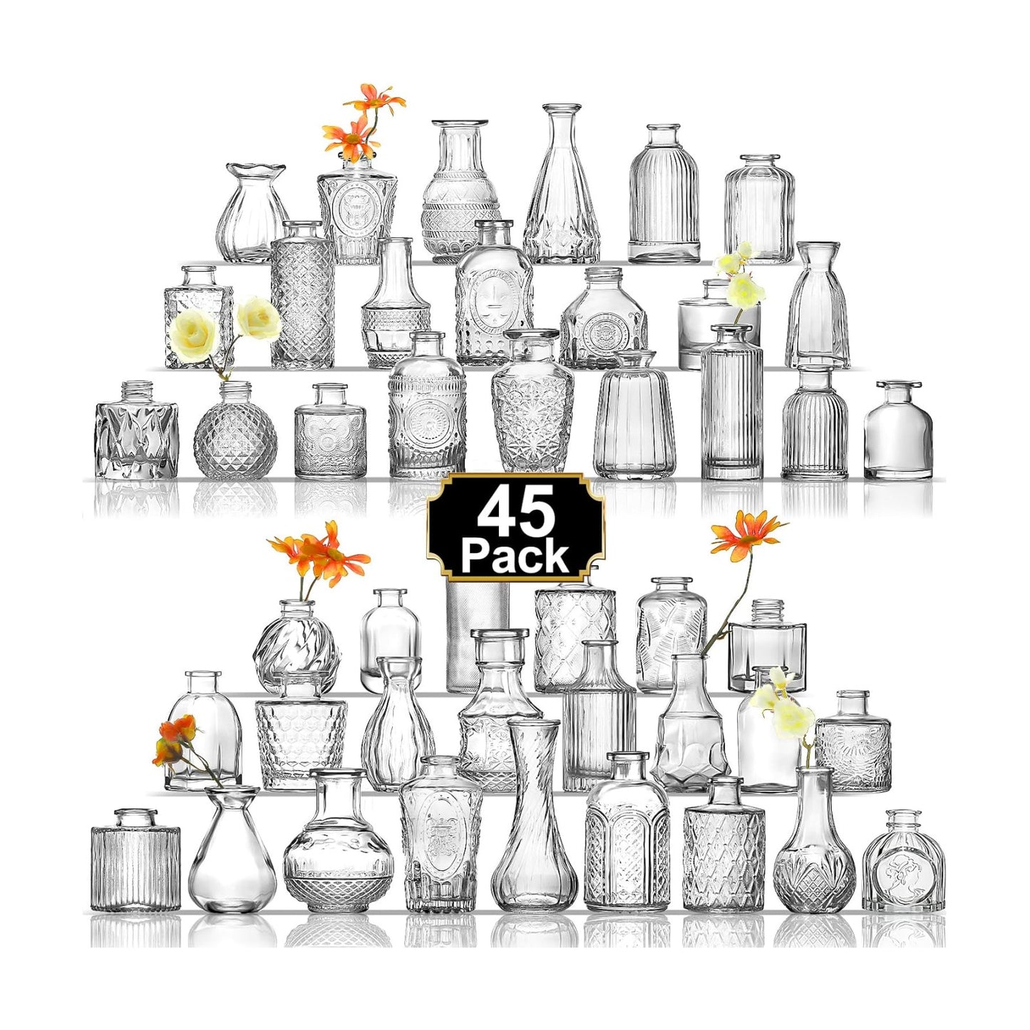 Mini Glass Vases for Flower / Clear / Set of 45