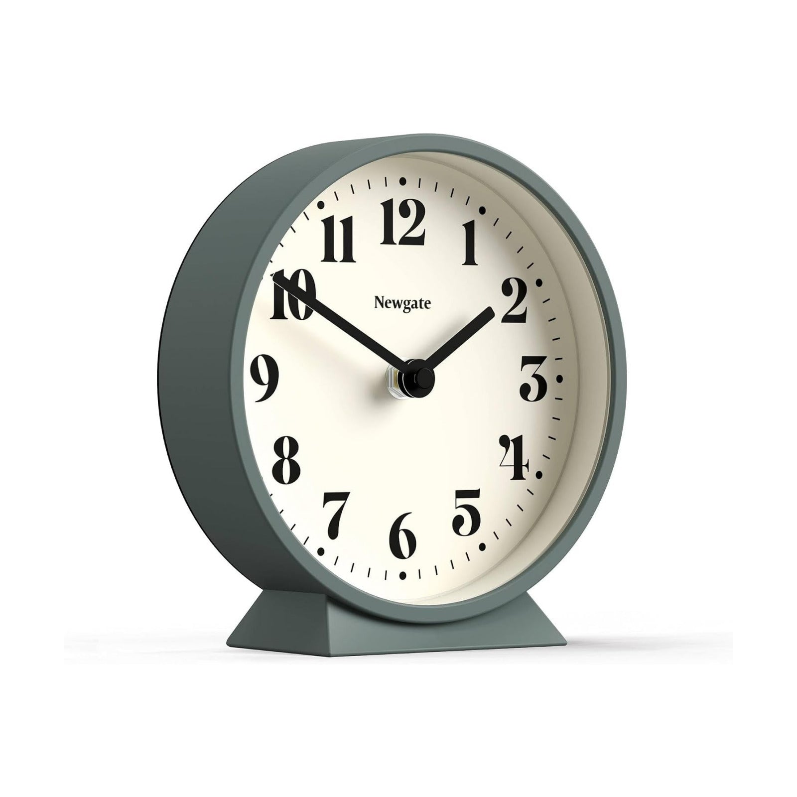 NEWGATE® Theatre Mantel Clock | Modern Classic Round Design | Asparagus Green | Contemporary Style for Desk, Table