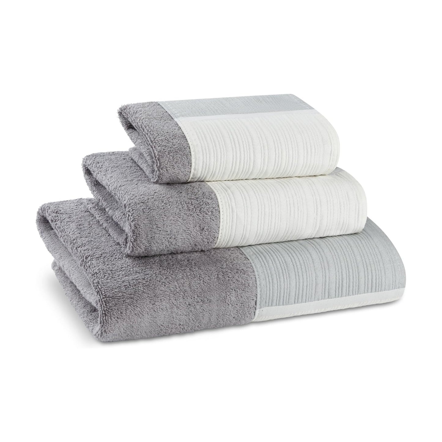 Zahari Home Modern Line Towel Set - 3-Piece Bath Ensemble with Unique Design - Luxury Bath, Hand, and Wash Towels