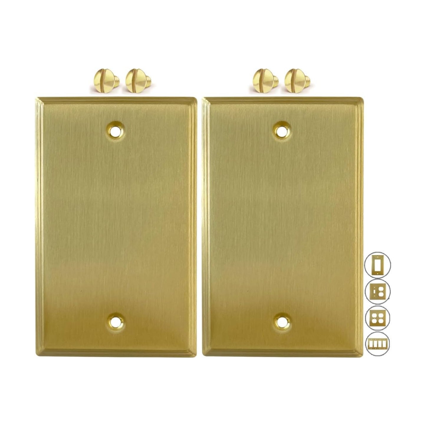 Rio Salto BRASS Deco Collection Brushed Brass Blank Wall Plates Single Gang Light Switch Plate Cover for Unused Outlets