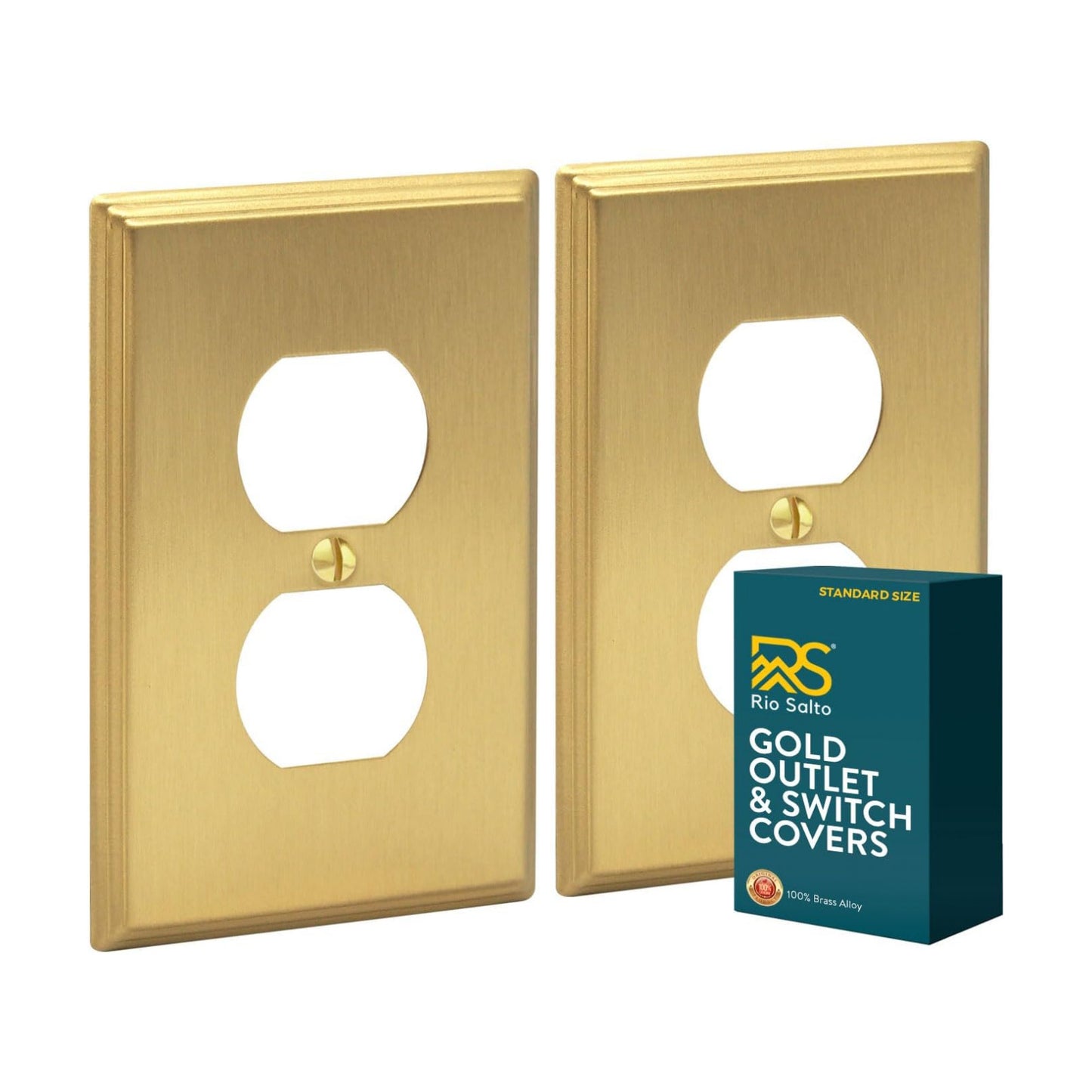 Rio Salto Duplex Outlet Cover Receptacle Wall Plate Electrical Outlet Covers BRASS Brushed Gold Metal Decorative Wall