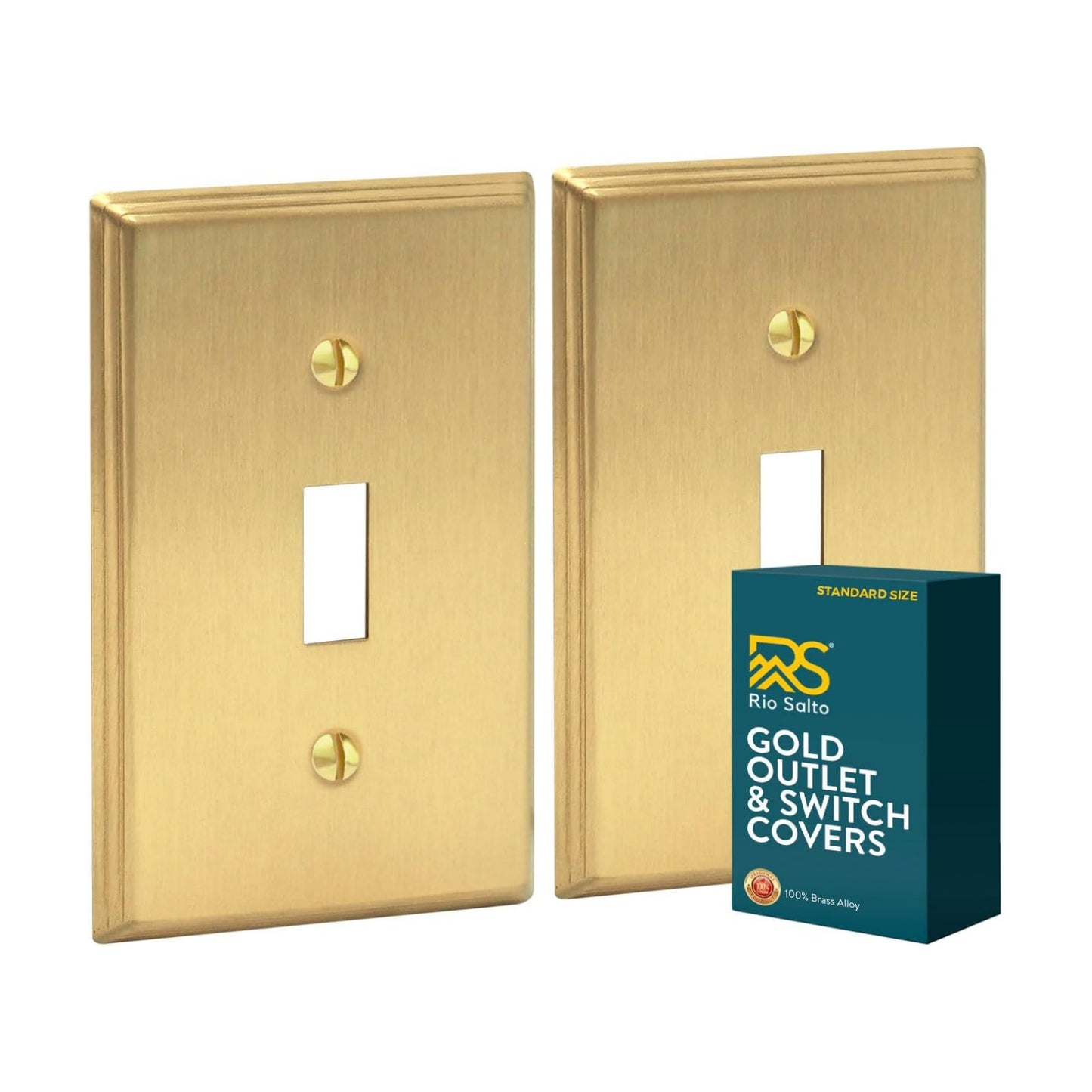 Rio Salto BRASS Toggle Light Switch Cover Plate Single Toggle Switch Plate Brushed Gold Metal Outlet Covers Decorative