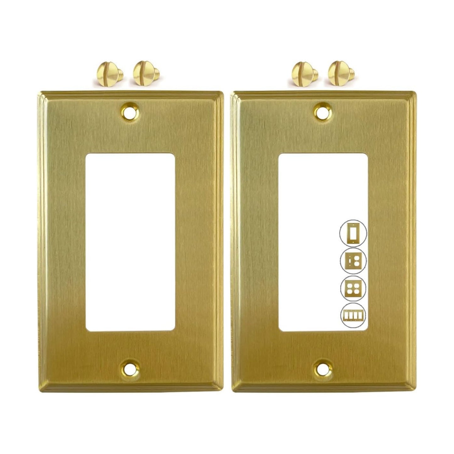 Rio Salto BRASS Light Switch Covers Rocker Paddle Decorator Switch Plates Brushed Gold Metal Outlet Covers 2 Pack