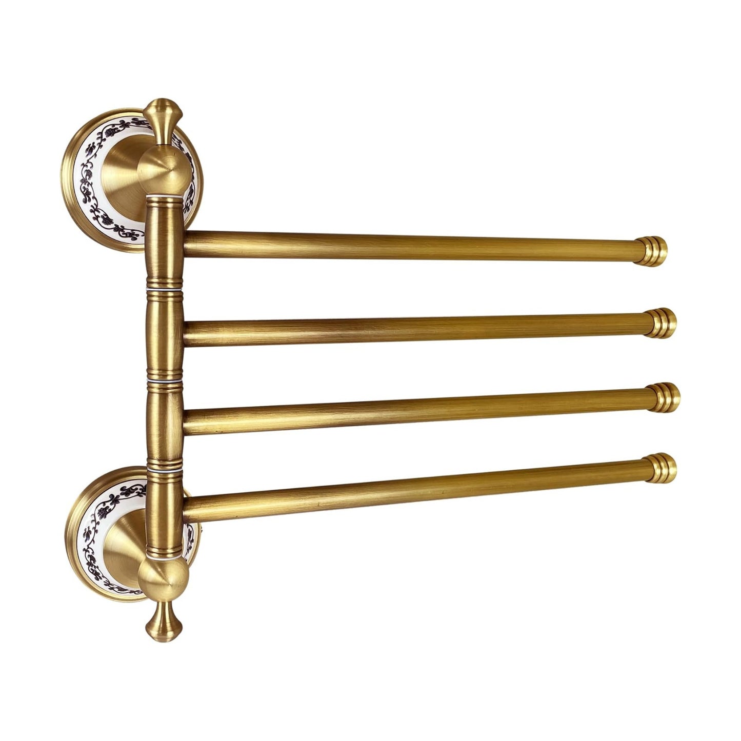 Swivel Towel Rack for Bathroom, Antique Bronze Folding 4 Arms Hand Towel Bars Towel Hanger for Laundry, Wall Mount