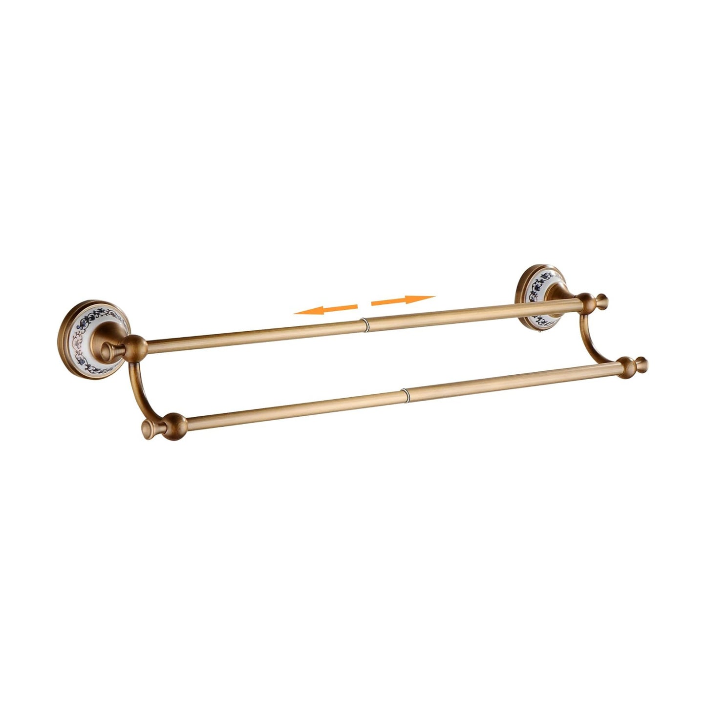 Antique Bronze Brass Double Towel Bar,Adjustable 15.5 to 27.5 Inch Bath Towel Bar Rack for Bathroom Towel Holder, Wall