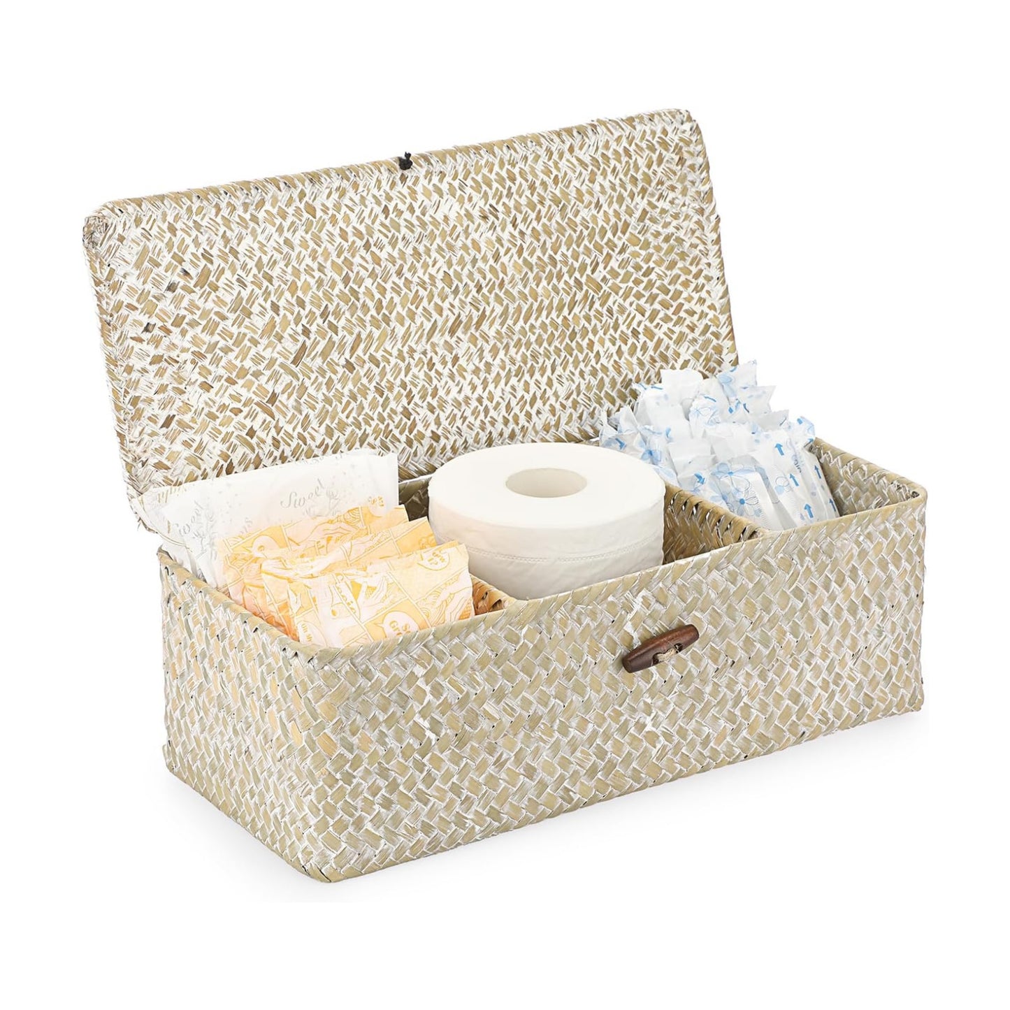 Small Woven Basket / Whitewash / Medium