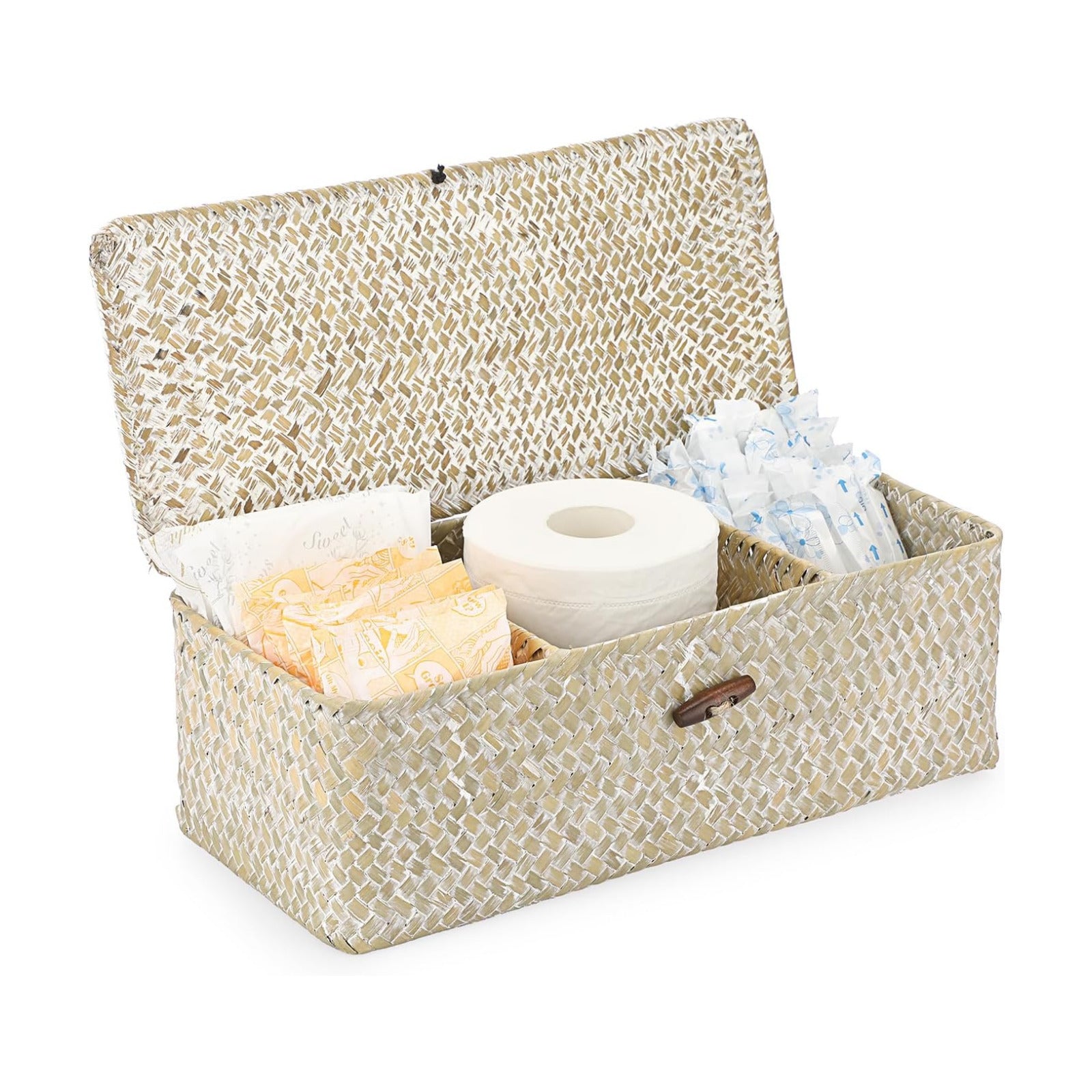 Small Woven Basket / Whitewash / Medium