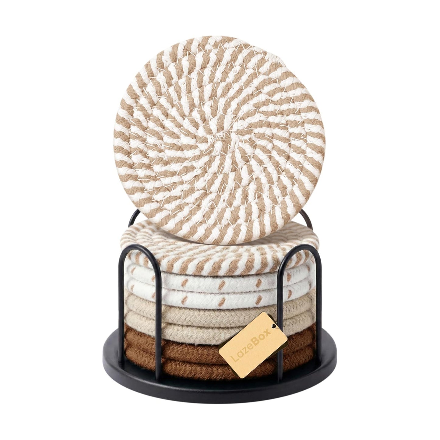 Lazebox Coasters Set of 8 for Drinks, 4 Inch Large Coasters for Coffee Table, Tabletop Protection for Hot & Cold