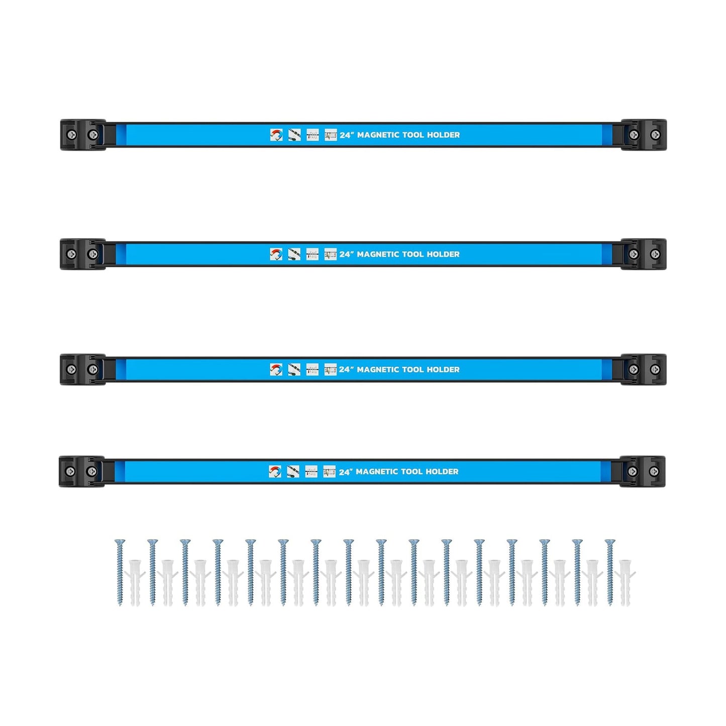 GREBSTK 24IN Magnetic Tool Holder, 4PCS Heavy Duty Magnet Bar | Alloy Steel Construction, Strong Magnetic Suction