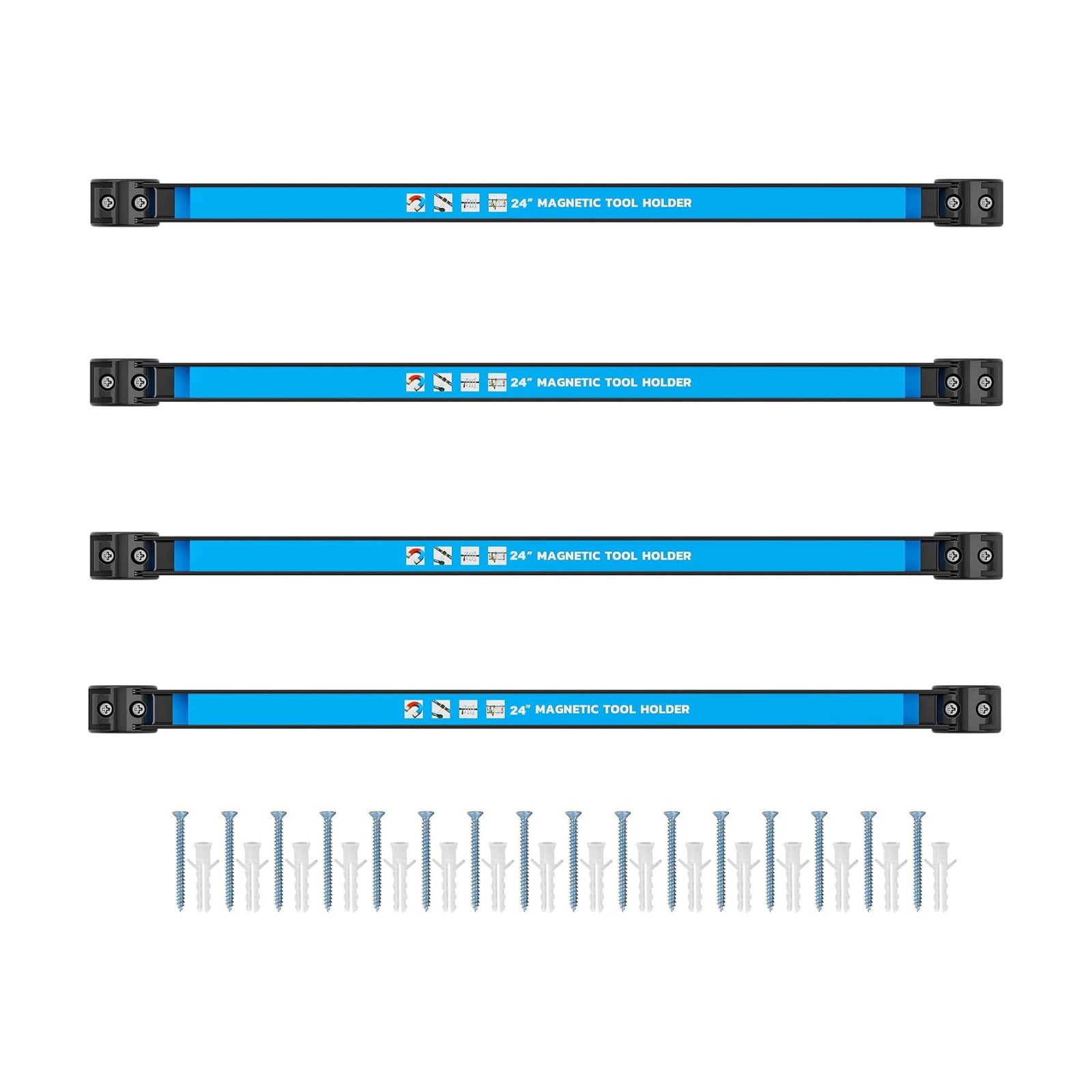 GREBSTK 24IN Magnetic Tool Holder, 4PCS Heavy Duty Magnet Bar | Alloy Steel Construction, Strong Magnetic Suction