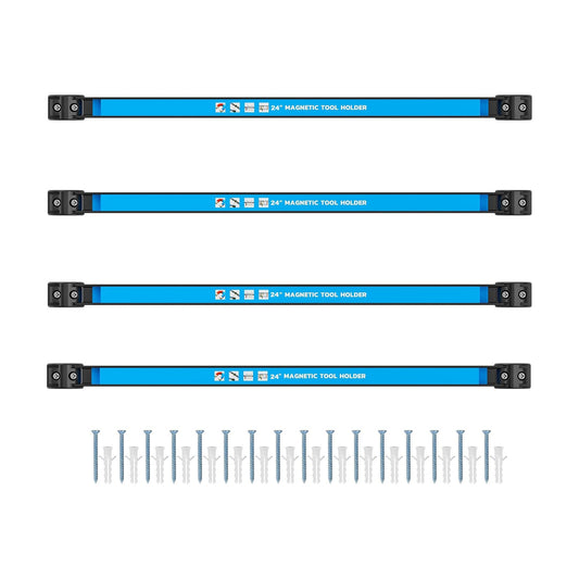GREBSTK 24IN Magnetic Tool Holder, 4PCS Heavy Duty Magnet Bar | Alloy Steel Construction, Strong Magnetic Suction
