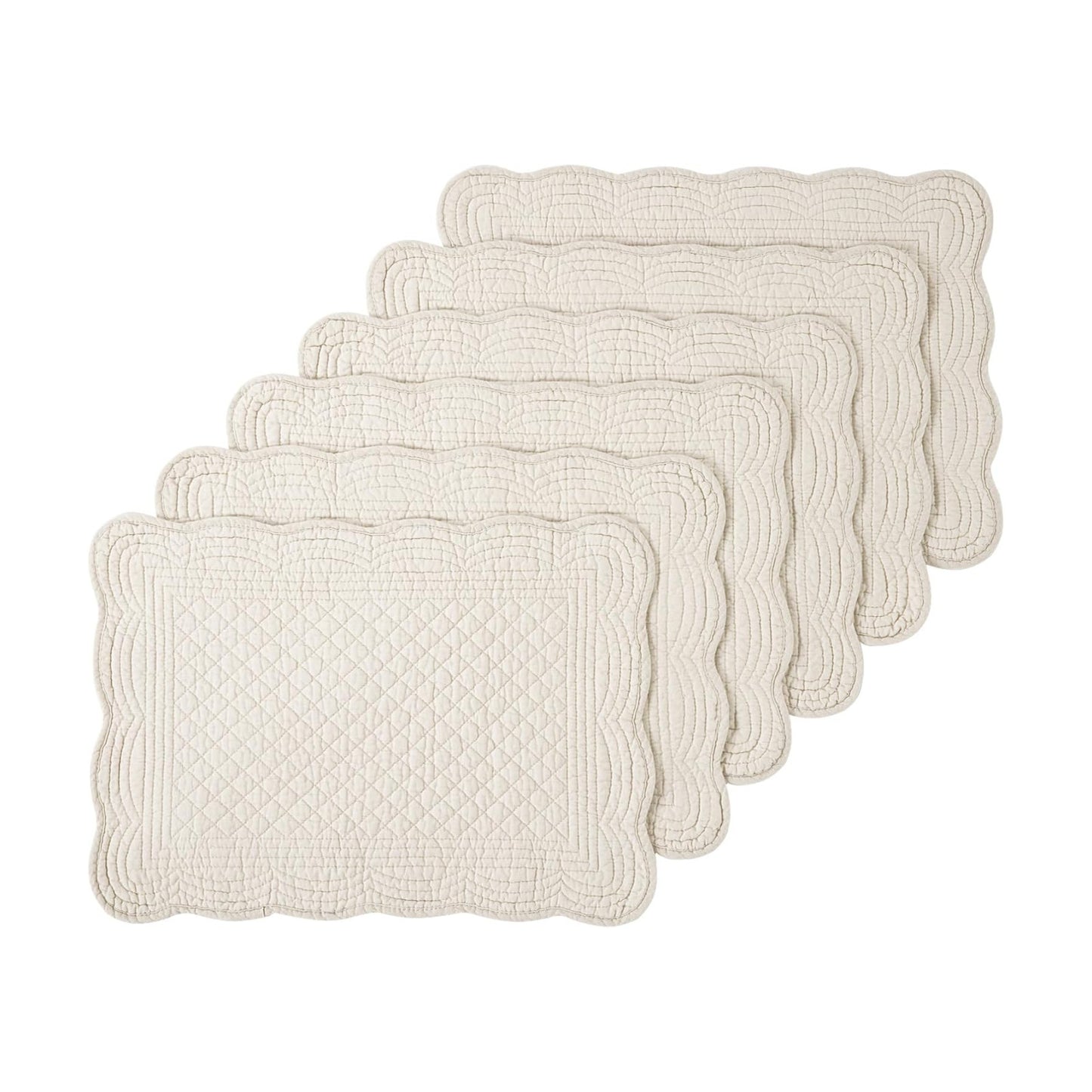100% Cotton Quilted Placemats Set of 6,Washable Cloth Table Placemats for Kitchen & Dining Table