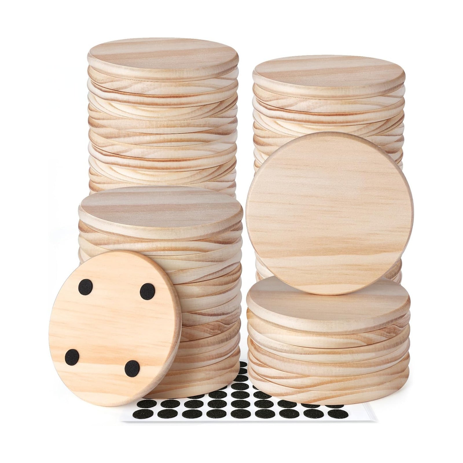 Unfinished Wood Coasters / Round / 4 Inch / Set of 60