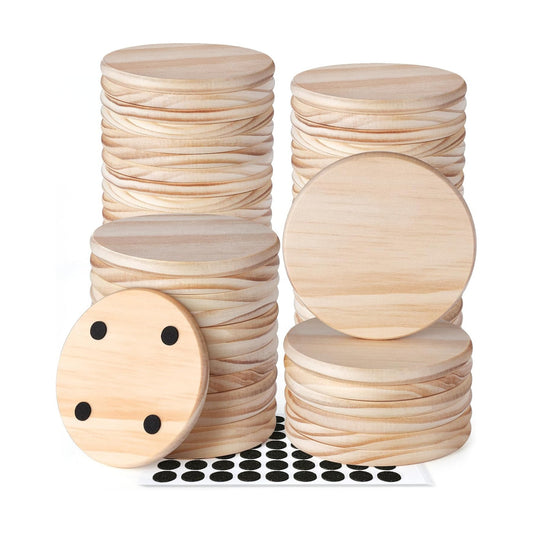 Unfinished Wood Coasters / Round / 4 Inch / Set of 60