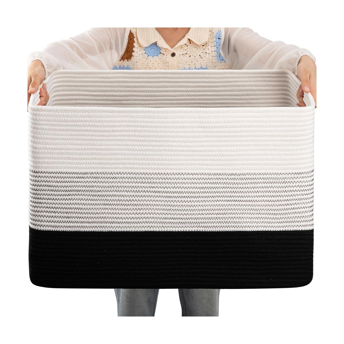 Rectangle Woven Baskets for Storage / Gradient Black / 25 x 16 x 16