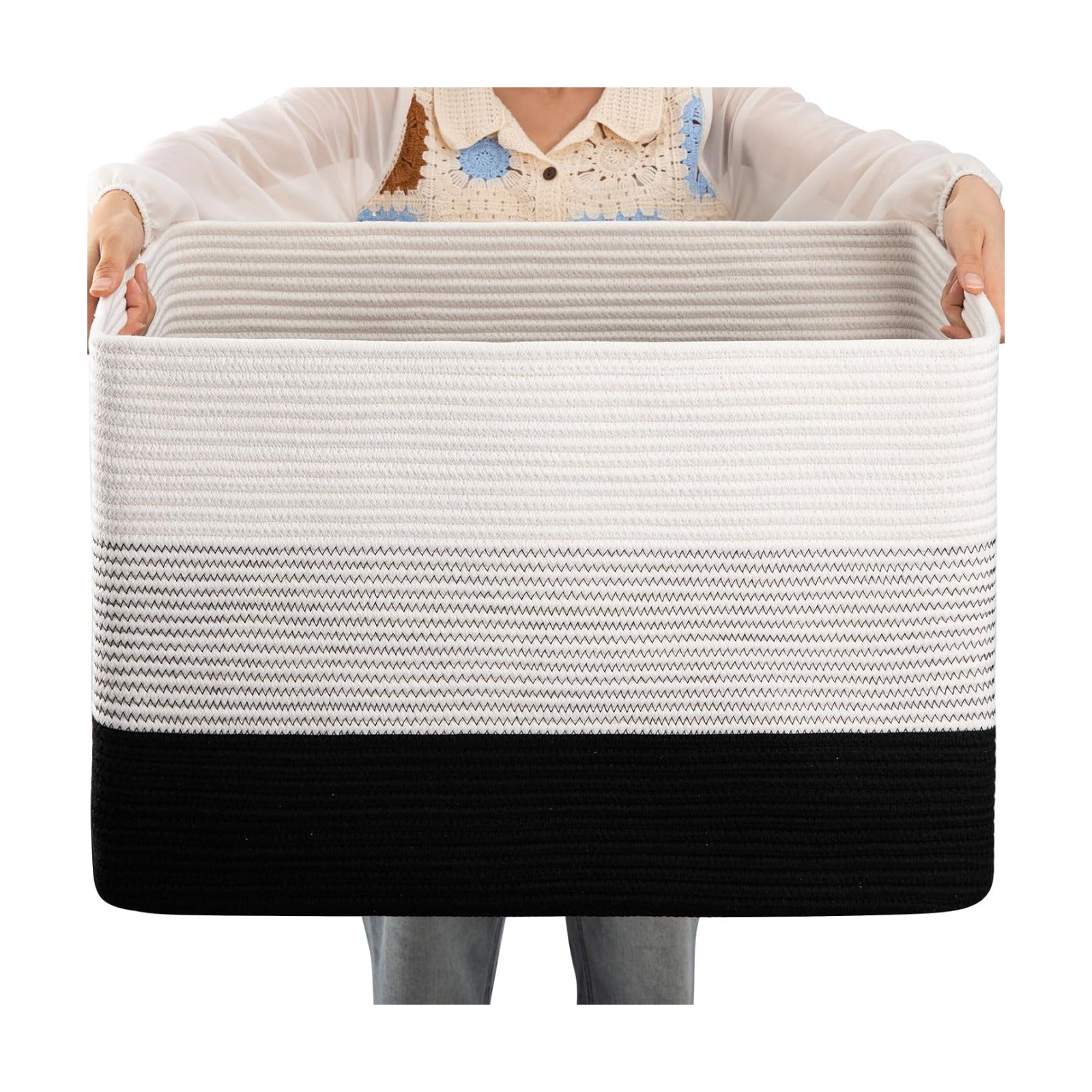 Rectangle Woven Baskets for Storage / Gradient Black / 25 x 16 x 16