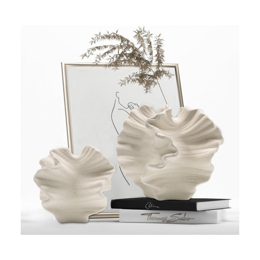 Ceramic Vase / Flower Shape White / Set of 2
