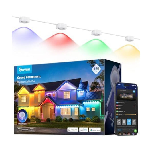 Govee Permanent Outdoor Lights Pro, 150ft with 90 RGBIC LED Lights for Daily and Accent Lighting, 75 Scene Modes for Outdoor Decor, IP67 Waterproof, Works with Alexa, Google Assistant, Matter, White