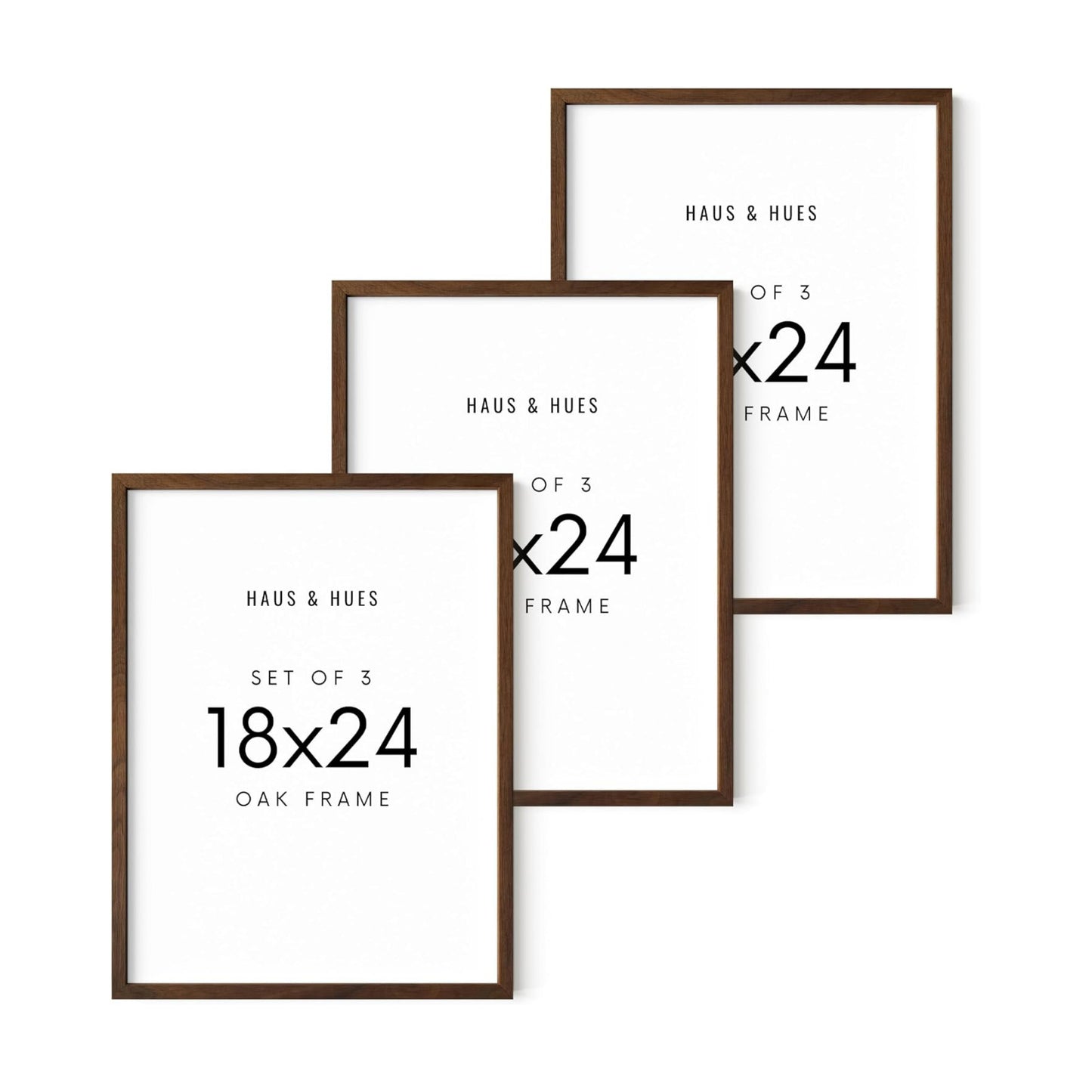 HAUS AND HUES Standalone Walnut Oak Frame Set of 3-18x24