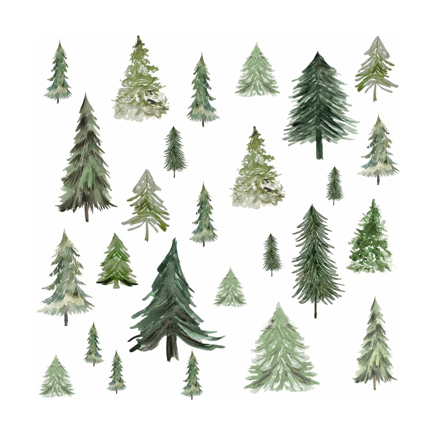 Watercolor Tree Wall Stickers Small Pine Tree Wall Decal Trees Wall Window / Small Tree / Green