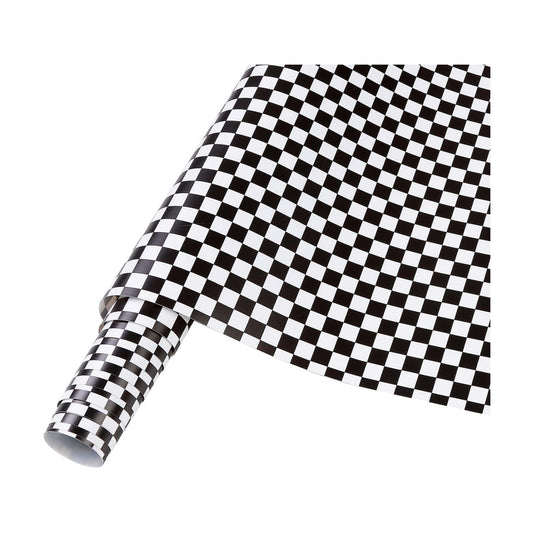 12'' x Racing Falg Patterned Adhesive Vinyl for Mugs Decors Self Adhesive / Checked / Black / 8 Inch